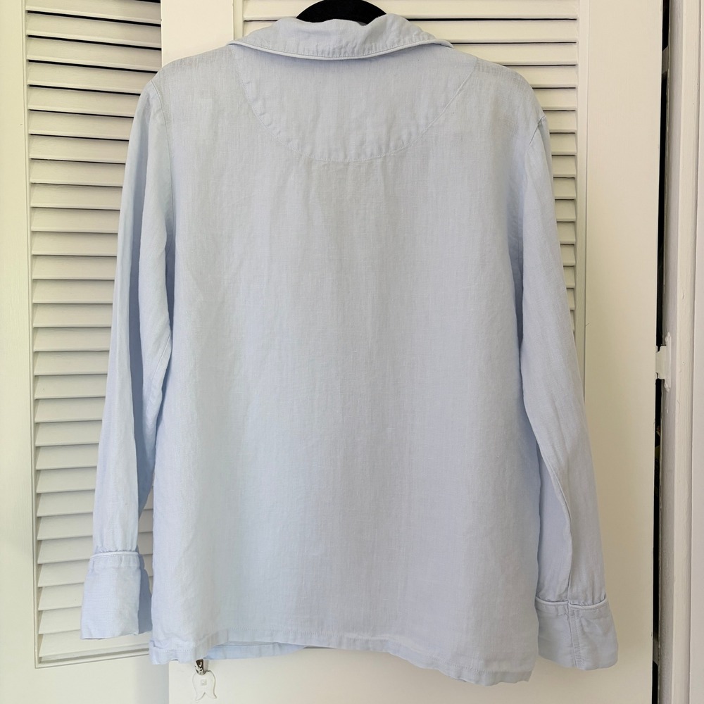 Serena & Lily Positano Linen Pajama Set Sky Blue Women's S Button Down - Picture 3 of 12